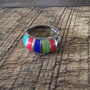 Sterling Silver multi-colored ring size 8